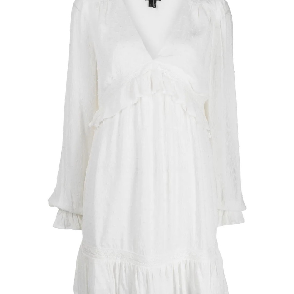 Page white long sleeve above knee dress